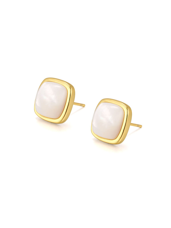 WHITE MOTHER OF PEARL SQUARE SHAPED EARRINGS