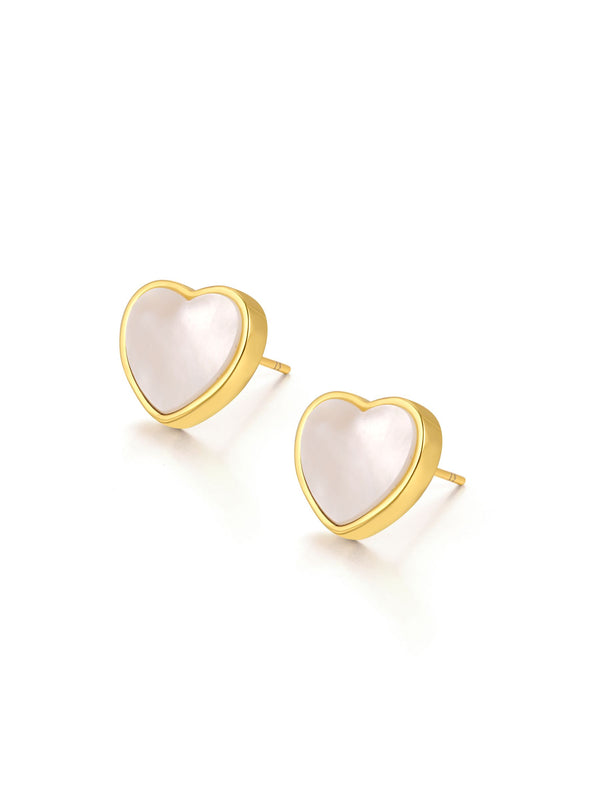 WHITE MOTHER OF PEARL HEART SHAPED EARRINGS