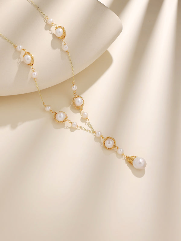 Natural Freshwater Minimalistic French Pearl Necklace