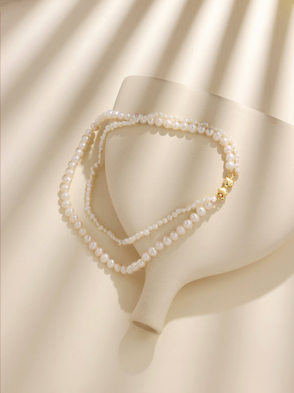 Natural Freshwater Minimalistic French Pearl Necklace