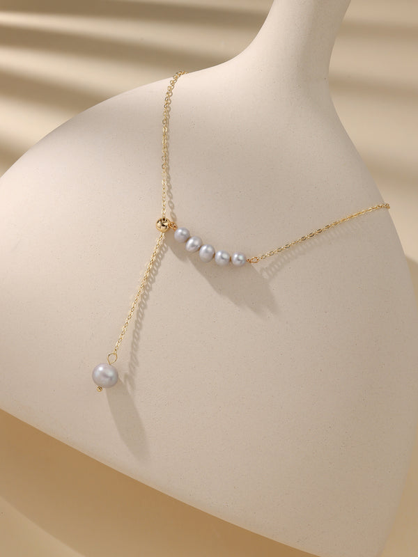 The Natural Freshwater Pearl with S925 Silvery Necklace