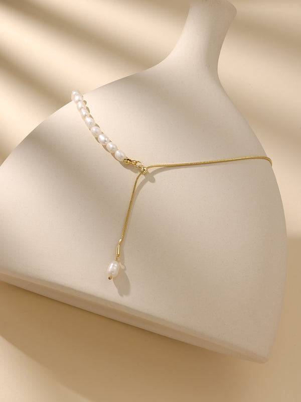 The Natural Freshwater Pearl with S925 Silvery Necklace