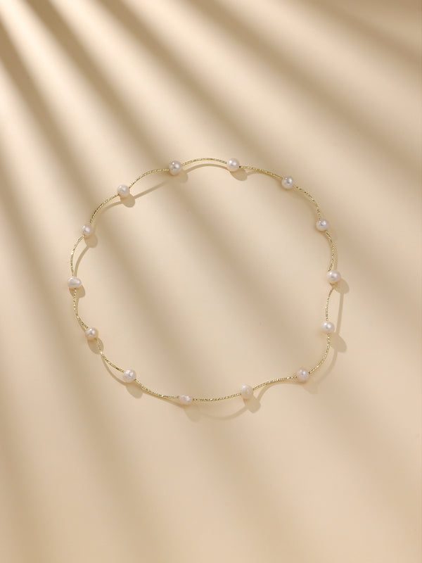 The Natural Freshwater Pearl with S925 Silvery Necklace