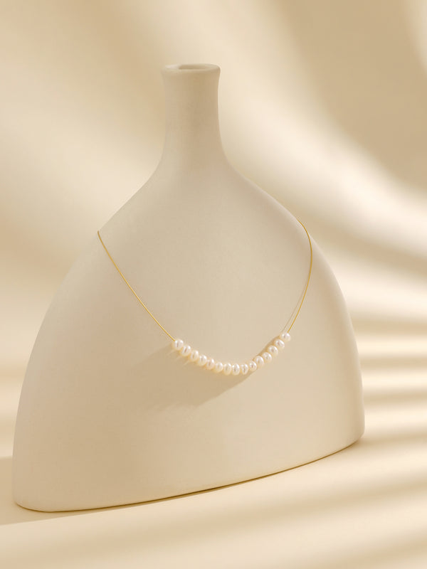 The Natural Freshwater Pearl with S925 Silvery Necklace