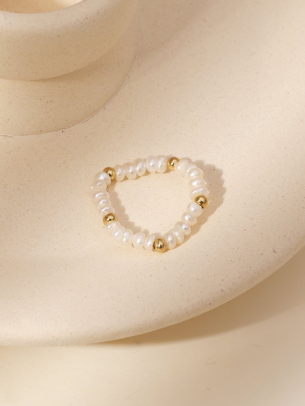 Simple Freshwater Pearls & Gold Beads Bracelet anelli