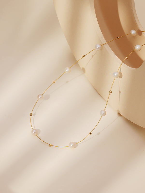 Natural Freshwater Minimalistic French Pearl Necklace