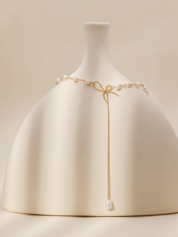 Natural Freshwater Minimalistic French Pearl Necklace